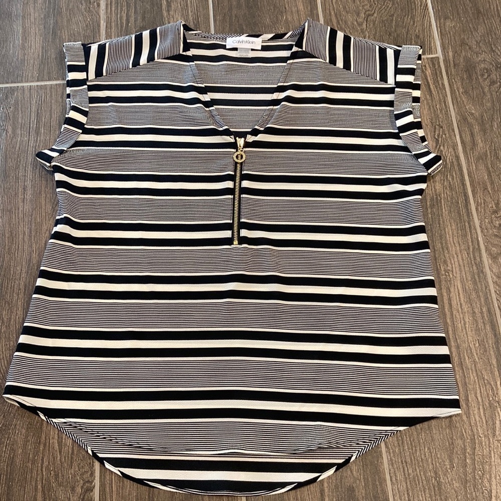 Calvin Klein Striped V neck Blouse
